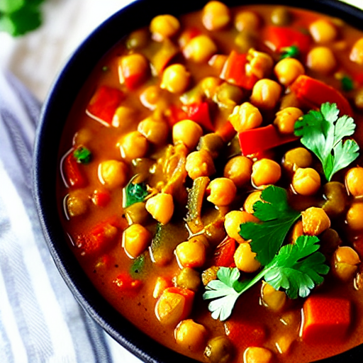 Vegetable and Chickpea Curry with Spinach and Carrots and Peas and Lentils and Chickpeas and Spinach and Carrots