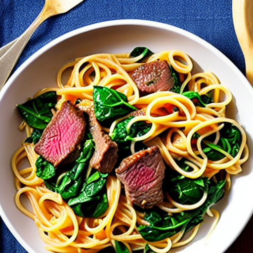 Pasta with Beef and Spinach