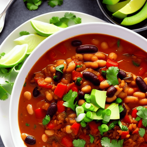 Savory Vegetable and Bean Chili Bowl with Rice