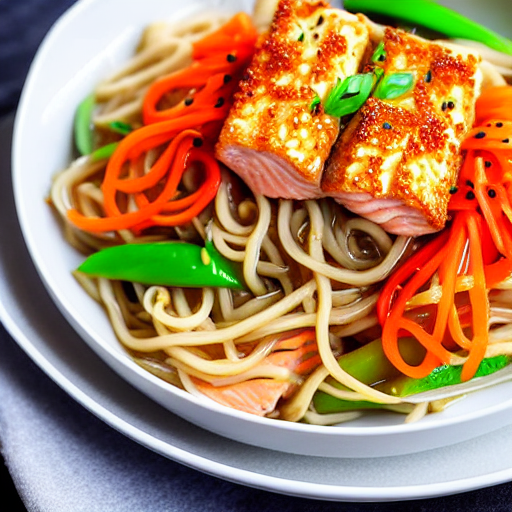 Katsu Udon with Tofu and Salmon