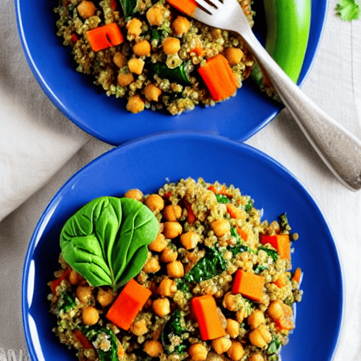 Stuffed Zucchini with Quinoa and Chickpeas and Lentils and Spinach and Carrots and Peas and Chickpeas and Lentils