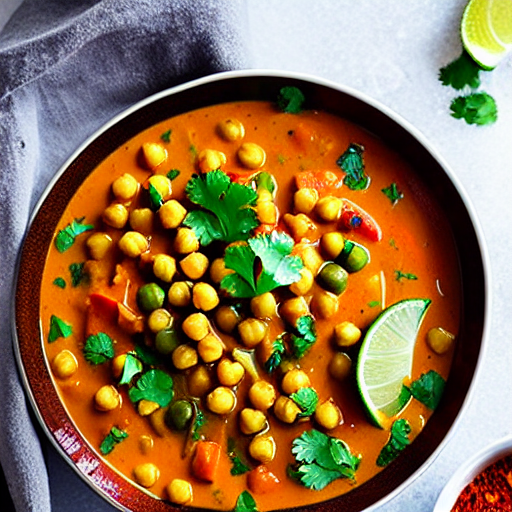 Spicy Chickpea and Vegetable Curry with Coconut Milk