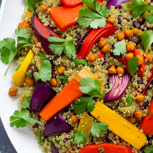 Roasted Vegetable and Quinoa Salad with Lentils and Spinach and Chickpeas and Lentils and Spinach and Lentils and Spinach and Lentils and Spinach and Lentils