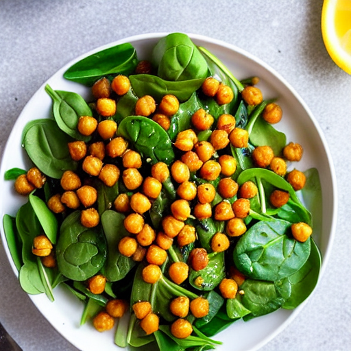 Crispy Chickpea and Spinach Salad
