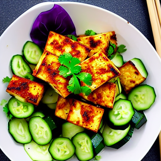 Spicy Tofu and Cucumber Salad