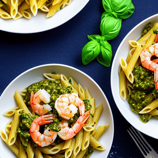 Pasta with Pesto and Shrimp