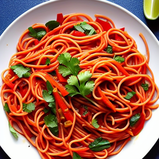Espaguetis con Salsa de Pimientos