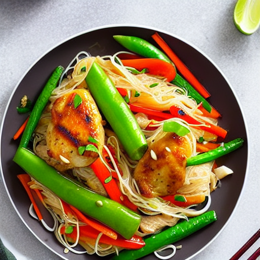 Chicken and Vegetable Stir-Fry with Rice Noodles