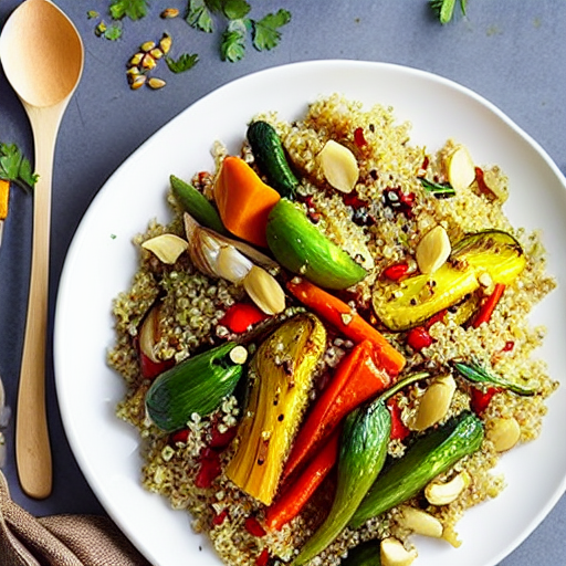 Lemon Garlic Quinoa and Roasted Vegetables