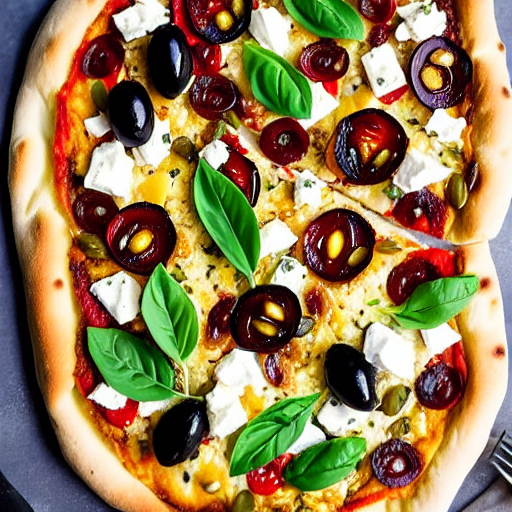 Vegan Feta and Olive Pizza