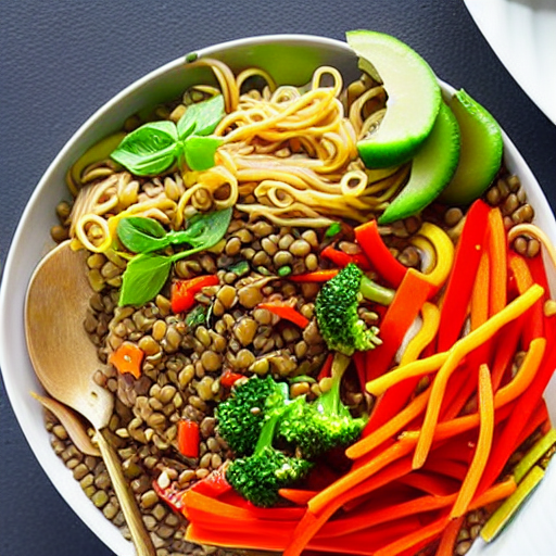 Vegetable and Lentil Noodle Bowl
