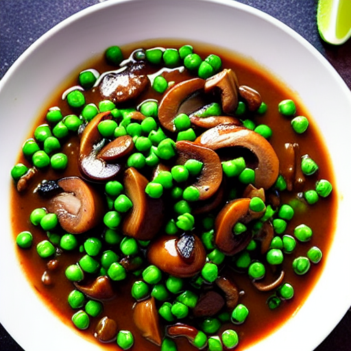 Braised Mushrooms and Peas