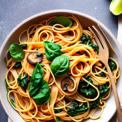 Pasta con Setas y Espinacas