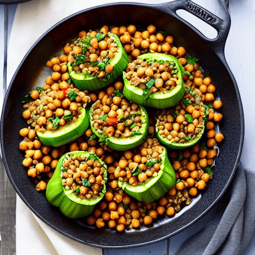 Stuffed Zucchini with Lentils and Chickpeas