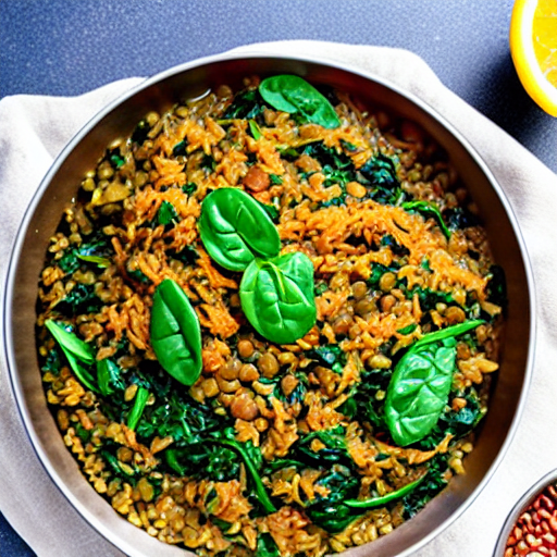 Mujadara with Spinach