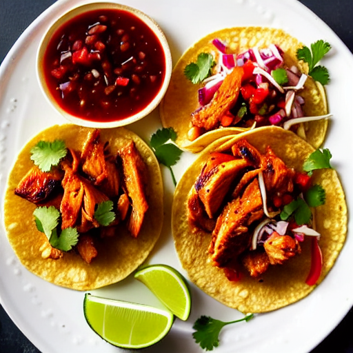 Tacos de Pollo en Salsa de Guayaba