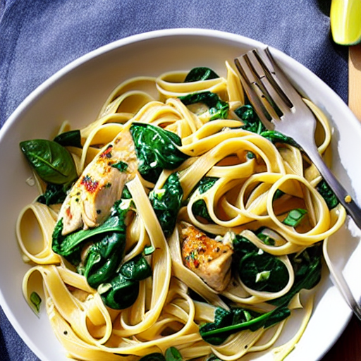 Halal Chicken and Spinach Pasta