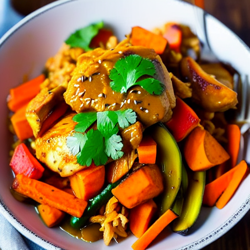Halal Chicken and Sweet Potato Stir-Fry Bowl