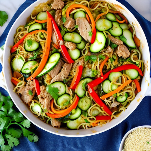 Halal Chicken and Zucchini Stir-Fry Bake Noodle Casserole Noodle