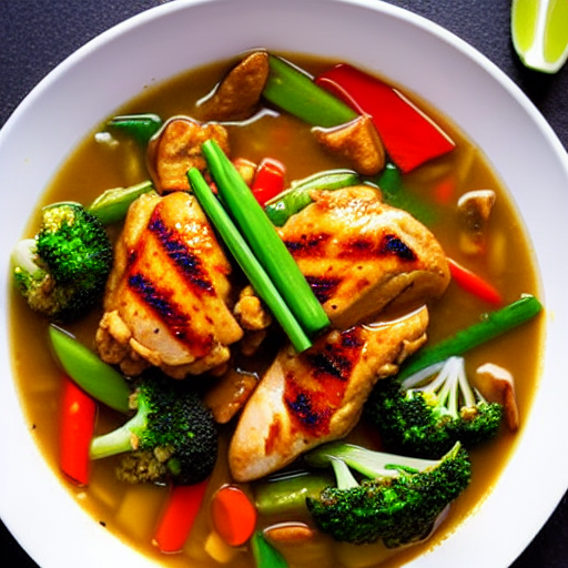 Spicy Chicken with Garlic Sauce Stir-Fry Soup
