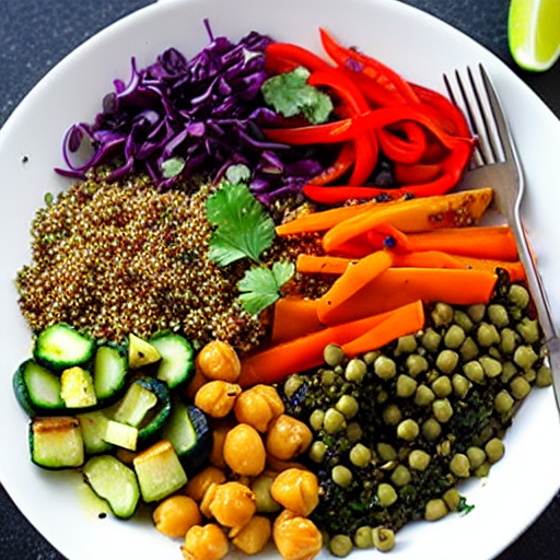 Balsamic Roasted Vegetable and Quinoa Bowl with Chickpeas and Lentils