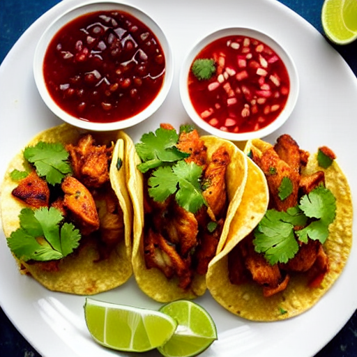 Tacos de Pollo en Salsa de Guayaba y Jengibre y Cilantro
