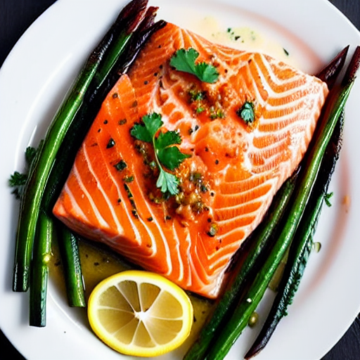 Salmon with Garlic Lemon Sauce
