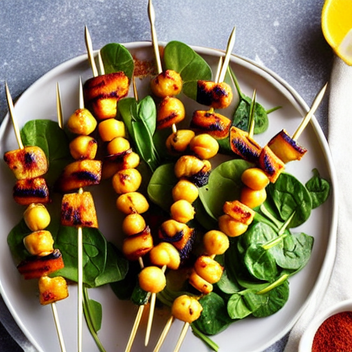 Chickpea and Spinach Skewers