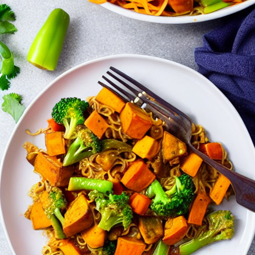 Halal Chicken and Sweet Potato Stir-Fry Bake Noodle Casserole