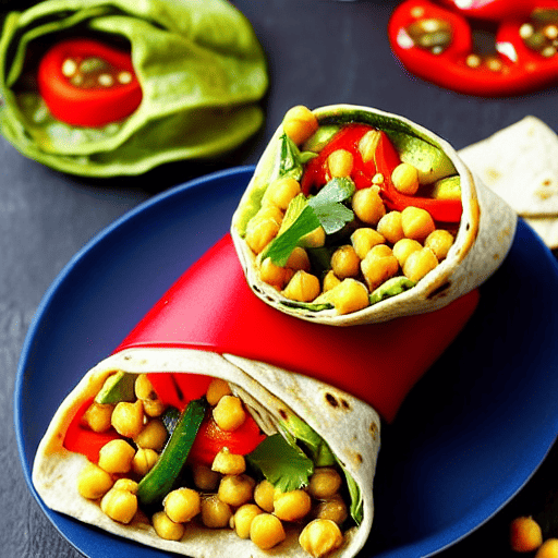 Grilled Vegetable and Chickpea Wrap with Hummus