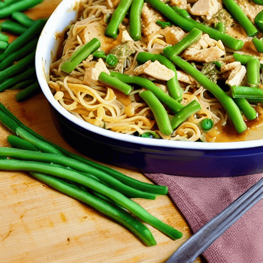 Halal Chicken and Green Bean Bake Stir-Fry Noodle Casserole Noodle