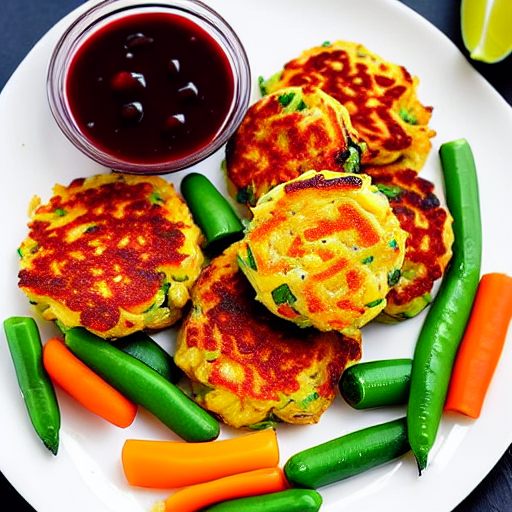 Baked Vegetable and Cheese Fritters with Spices and Herbs and Spices