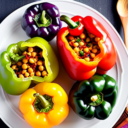 Stuffed Bell Peppers with Rice and Chickpeas