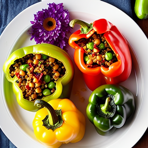 Stuffed Bell Peppers with Quinoa and Lentils and Chickpeas